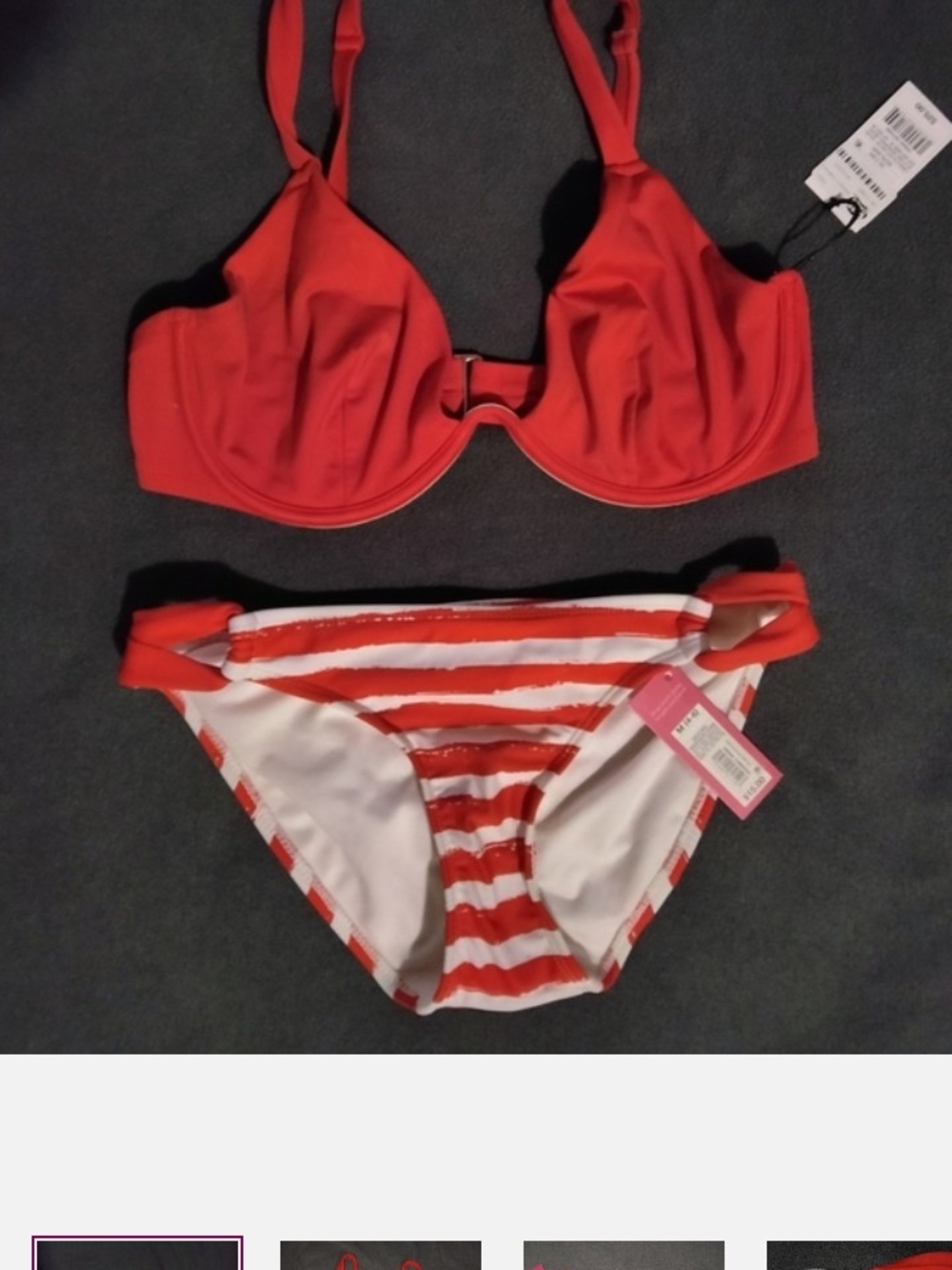 Xhilaration Red and White Striped Bikini Bottoms
